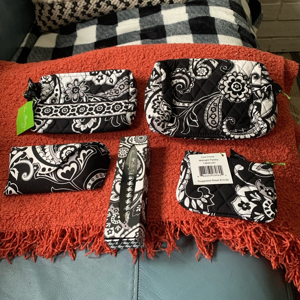 Vera Bradley’s Midnight Paisley Black & White Five-Piece Set - All are Brand New